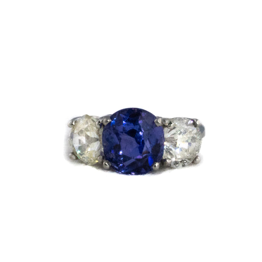 Sapphire and Diamond Three Stone Ring