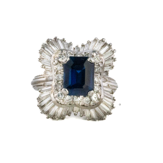 Sapphire and Diamond Ballerina Ring