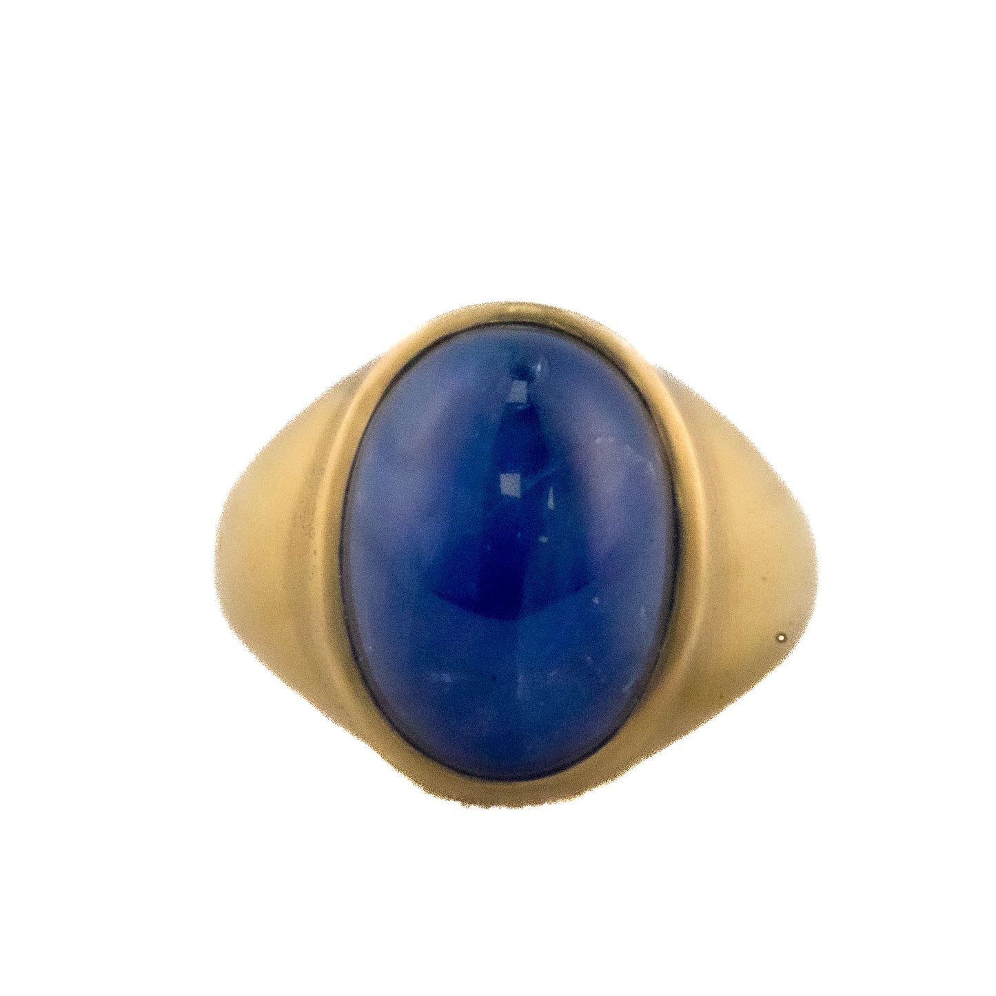 Gold Matte Cabochon Blue Sapphire Solitaire Ring