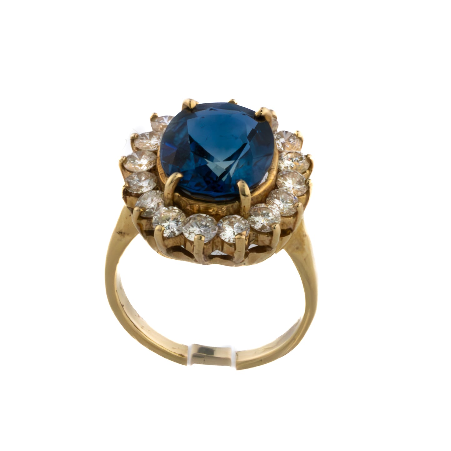 Oval Sapphire and Diamond Halo Ring