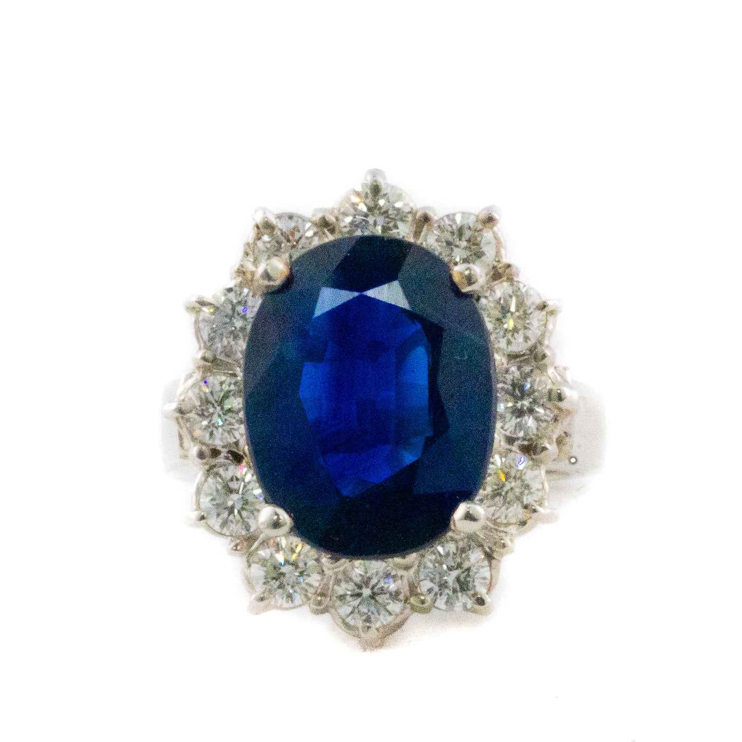 Sapphire and Diamond Halo Ring