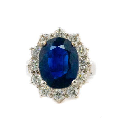 Sapphire and Diamond Halo Ring