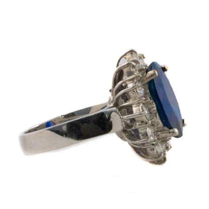 Sapphire and Diamond Halo Ring