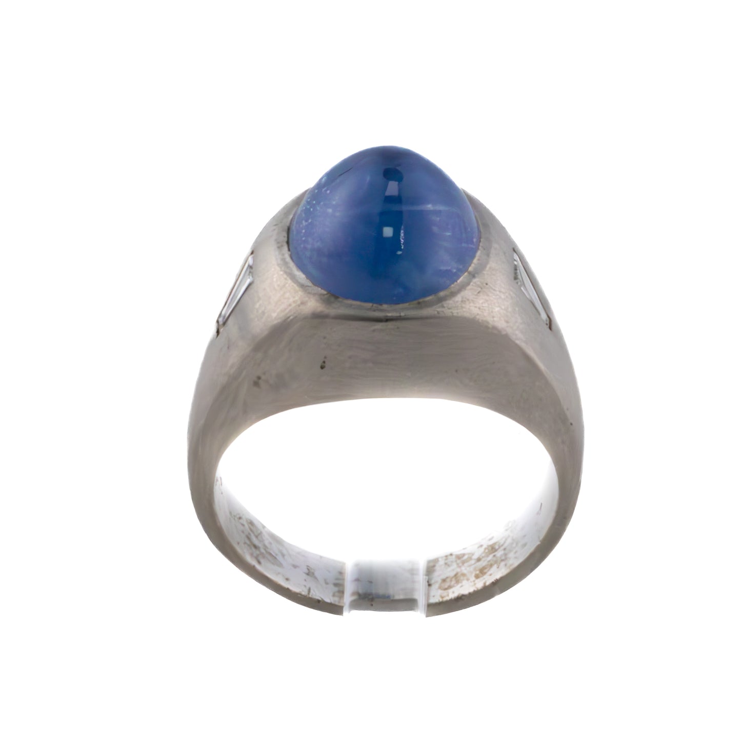 Platinum Star Sapphire with Tapered Side Diamond Solitaire Ring