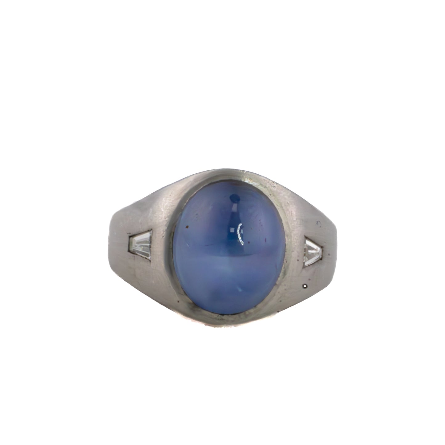 Platinum Star Sapphire with Tapered Side Diamond Solitaire Ring
