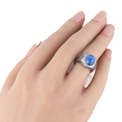 Platinum Star Sapphire with Tapered Side Diamond Solitaire Ring