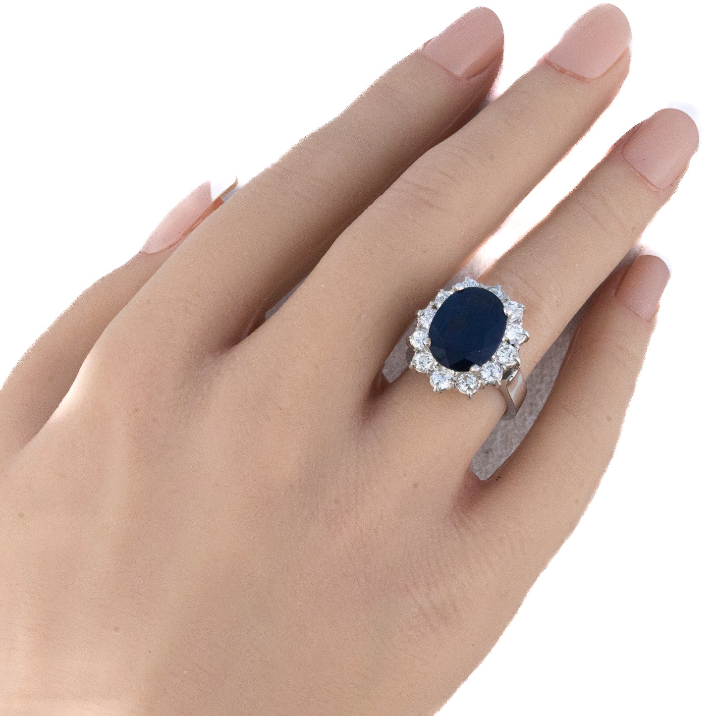 Sapphire and Diamond Halo Ring