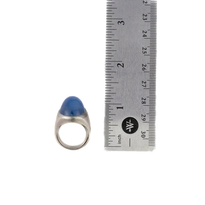 Platinum Star Sapphire with Tapered Side Diamond Solitaire Ring