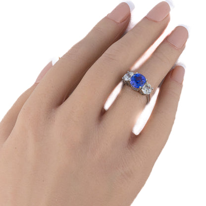 Sapphire and Diamond Three Stone Ring