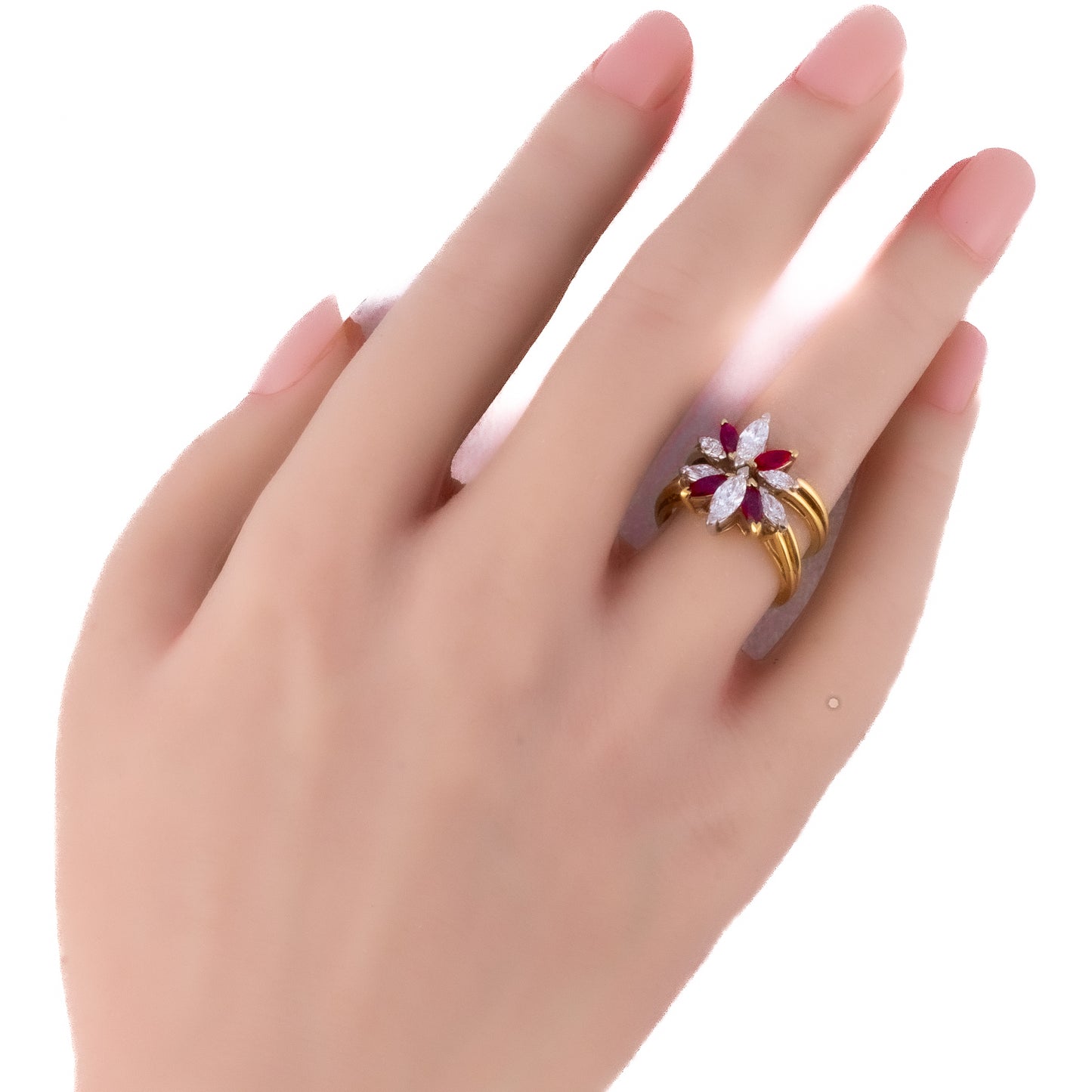 Oscar Heyman Bros Ruby and Diamond Floral Ring