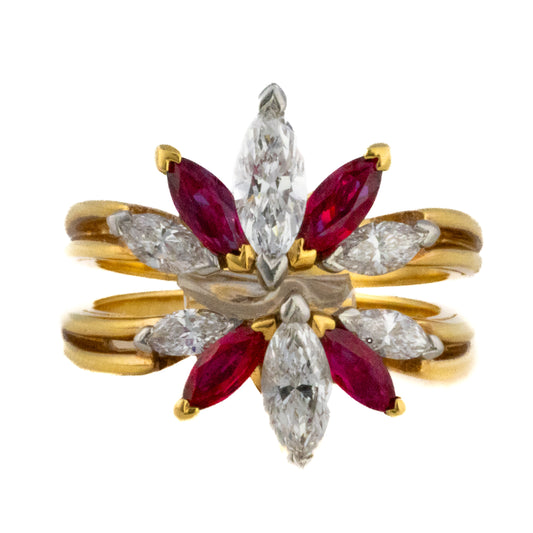 Oscar Heyman Bros Ruby and Diamond Floral Ring