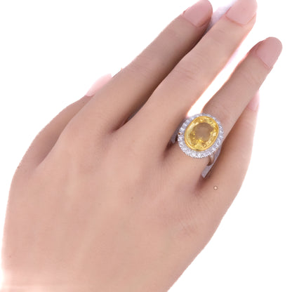 Retro Yellow Sapphire and Diamond Halo Ring