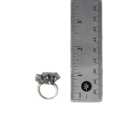 Platinum Double Cluster Floral Diamond Ring