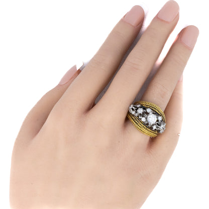 Brilliant Cut Diamond Dome Rope Motif Ring