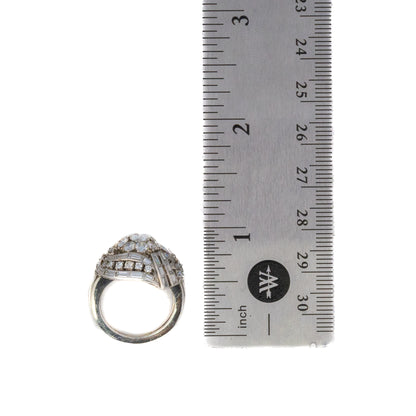 Diamond Swirl Flower Cluster Ring