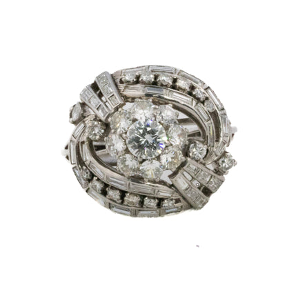 Diamond Swirl Flower Cluster Ring