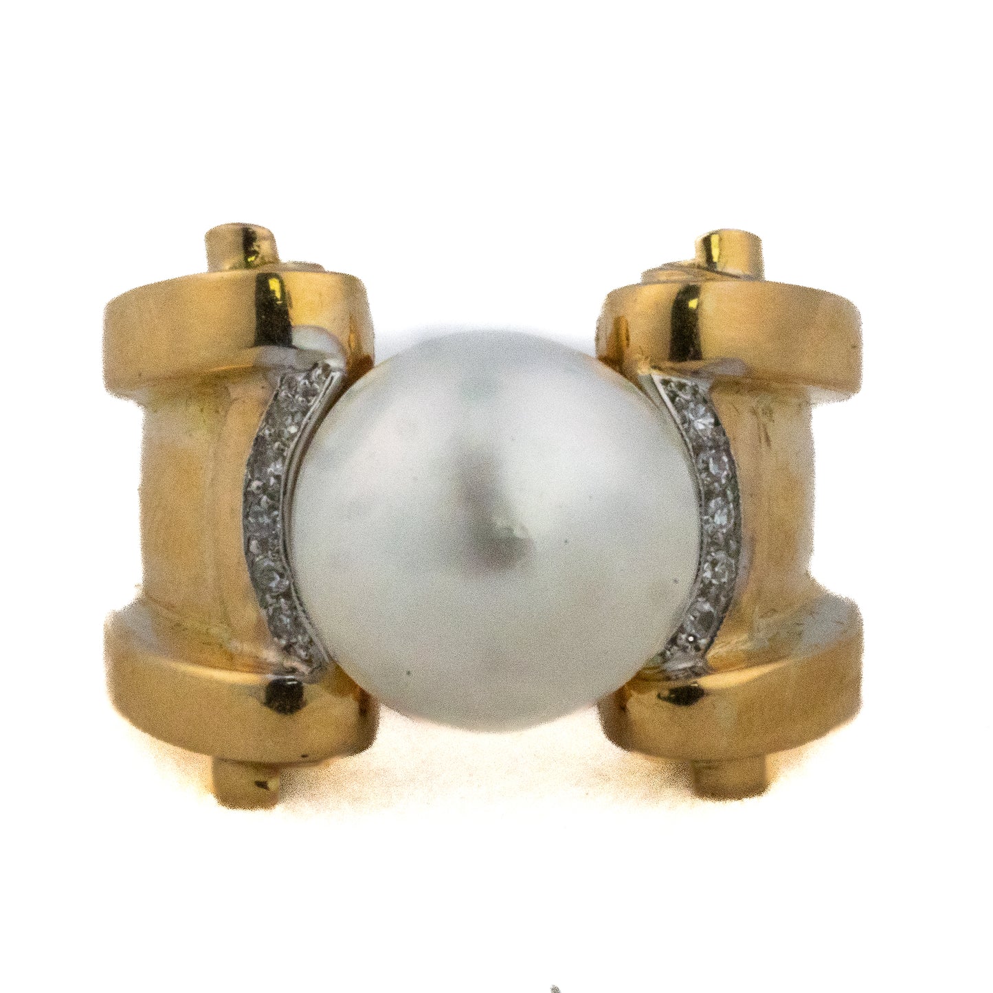 Pearl and Brilliant Cut Diamond Accent Ring