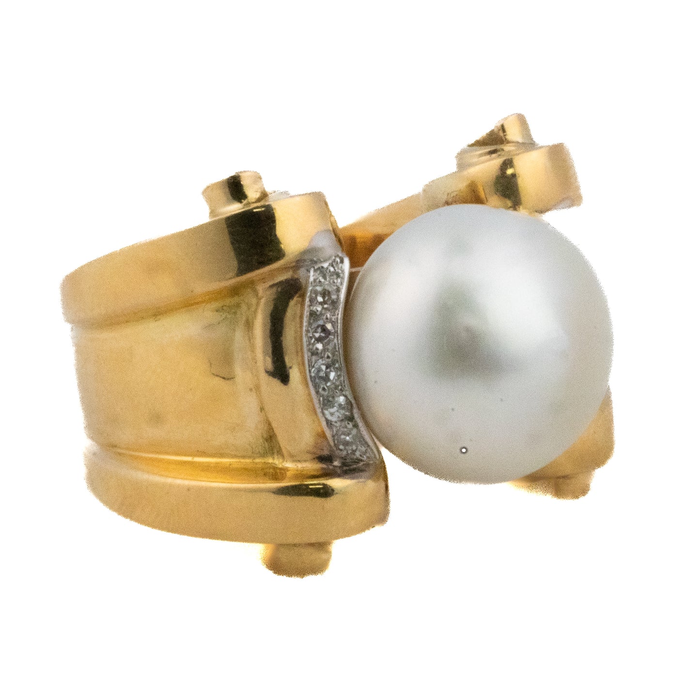 Pearl and Brilliant Cut Diamond Accent Ring