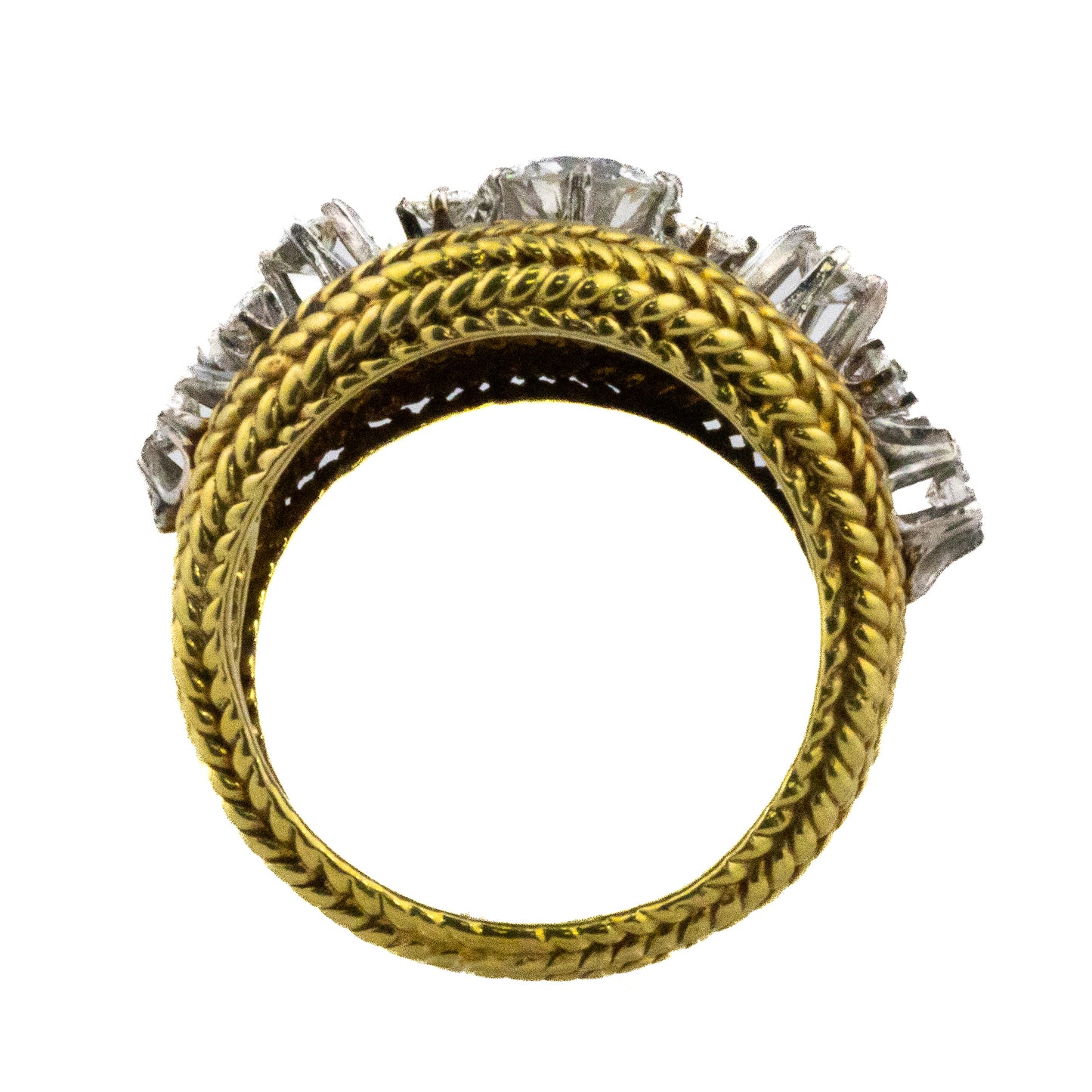 Brilliant Cut Diamond Dome Rope Motif Ring