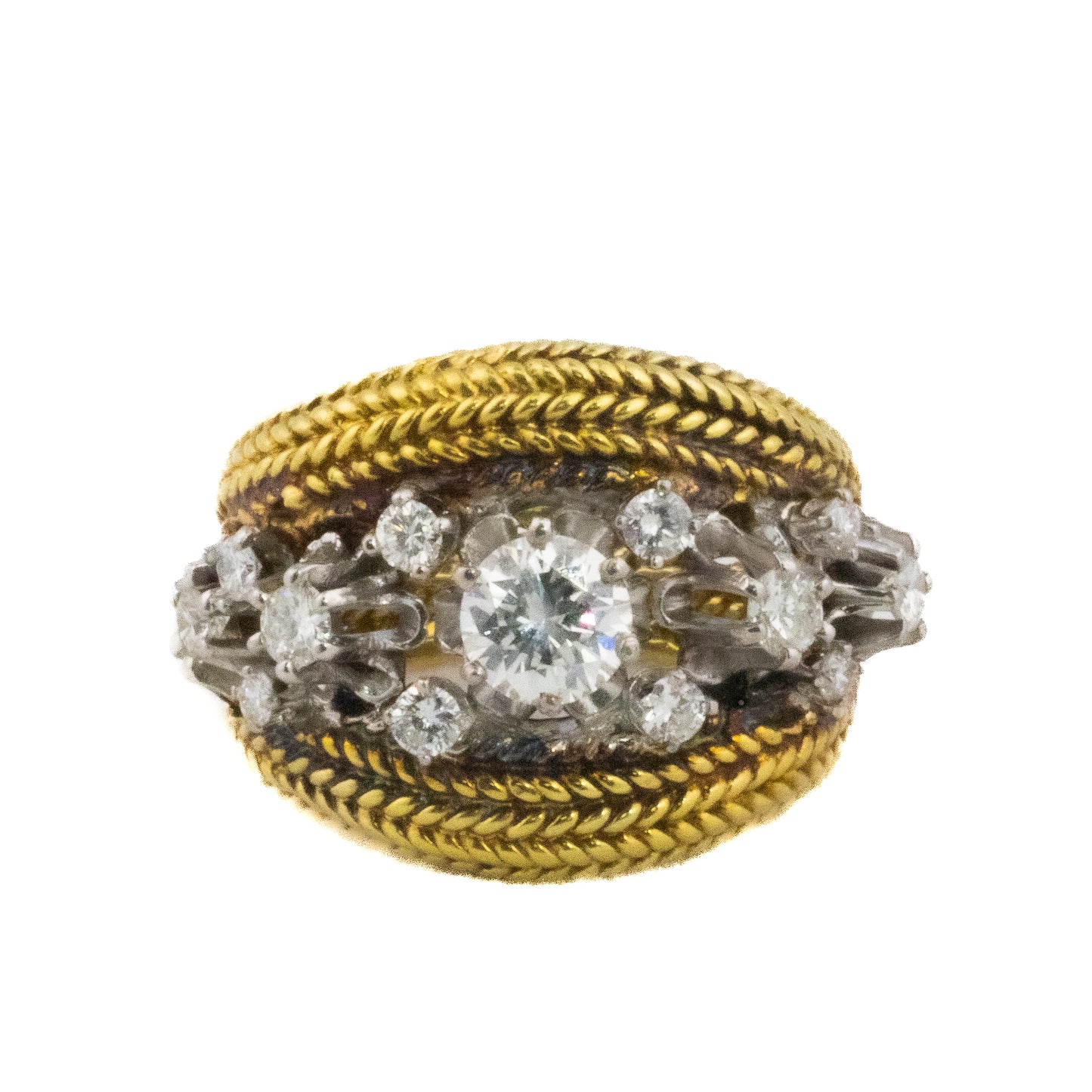Brilliant Cut Diamond Dome Rope Motif Ring