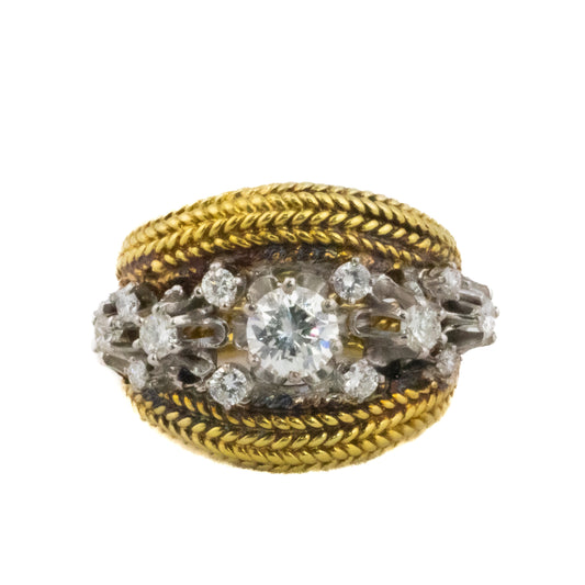 Brilliant Cut Diamond Dome Rope Motif Ring