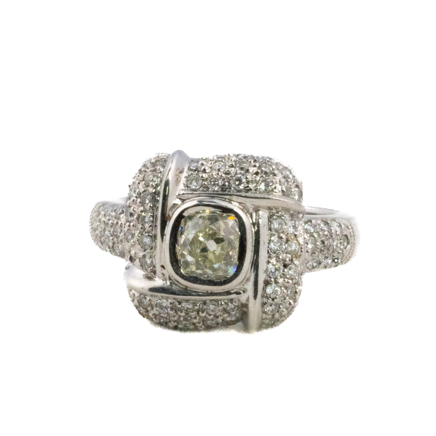 Square Pave Old Mine Ring