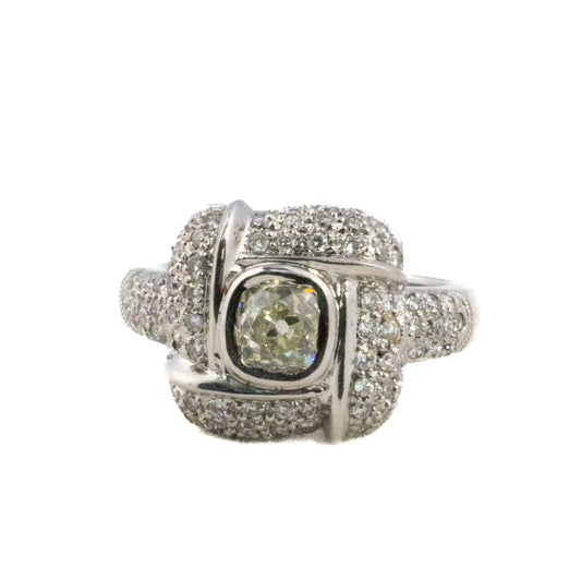 Square Pave Old Mine Ring