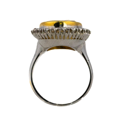 Retro Yellow Sapphire and Diamond Halo Ring