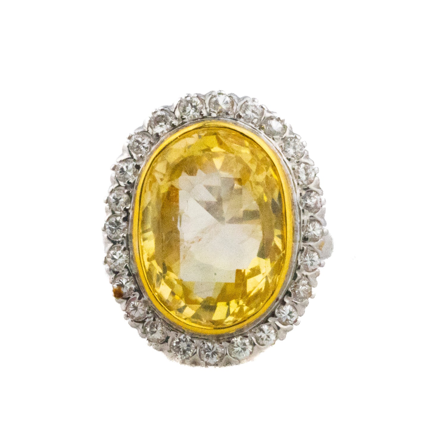 Retro Yellow Sapphire and Diamond Halo Ring