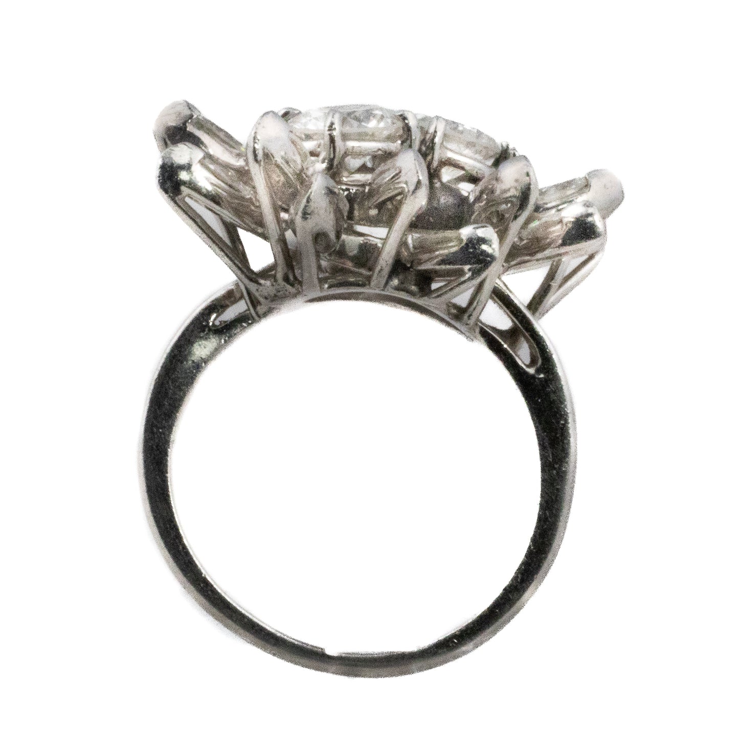 Platinum Double Cluster Floral Diamond Ring