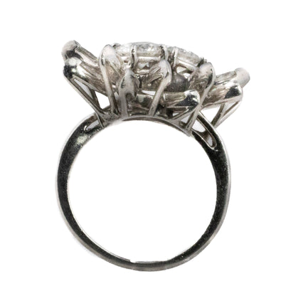 Platinum Double Cluster Floral Diamond Ring