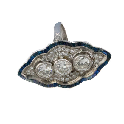 Art Deco-Style Diamond & Sapphire Navette Ring