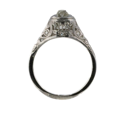 Art Deco Platinum Old European Cut Diamond Ring