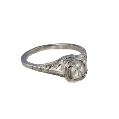Art Deco Platinum Old European Cut Diamond Ring