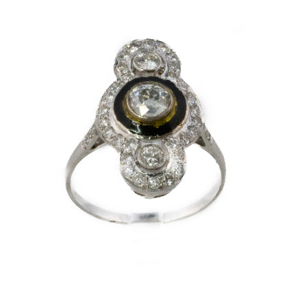Art Deco Diamond and Black Onyx Ring