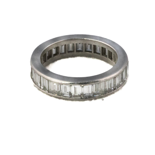 Art Deco Platinum Baguette Diamond Eternity Band Ring
