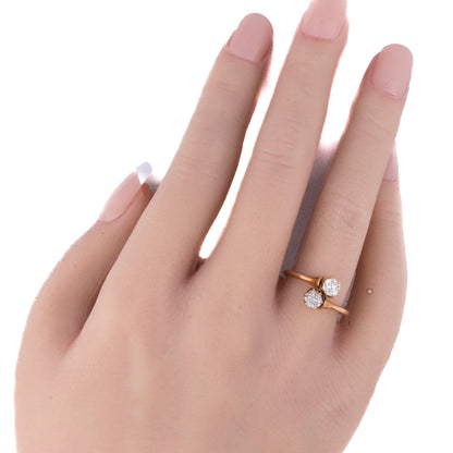 14K Rose Gold Two-Stone Bypass Diamond Ring