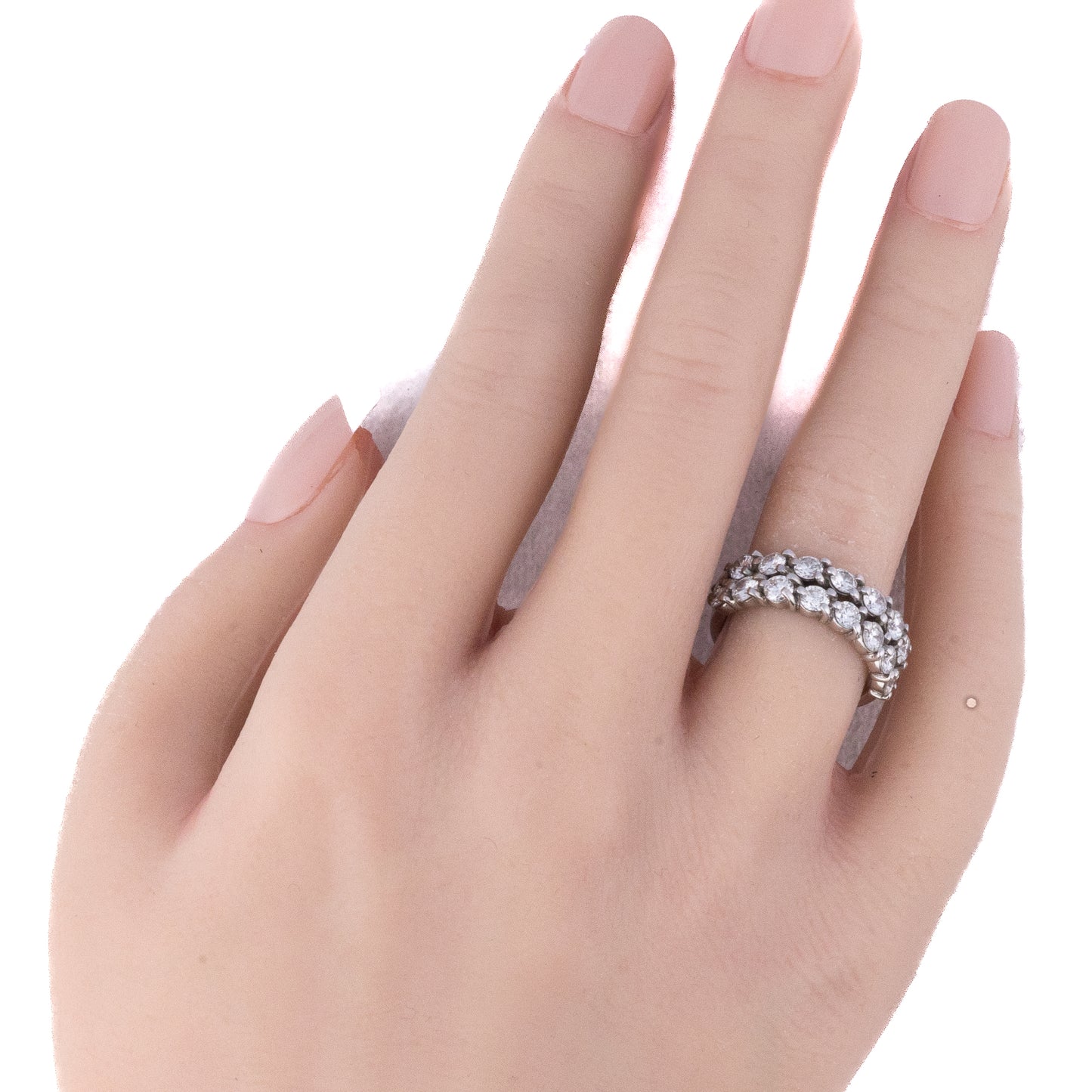 Brilliant Cut Diamond Two Row Semi Eternity Band