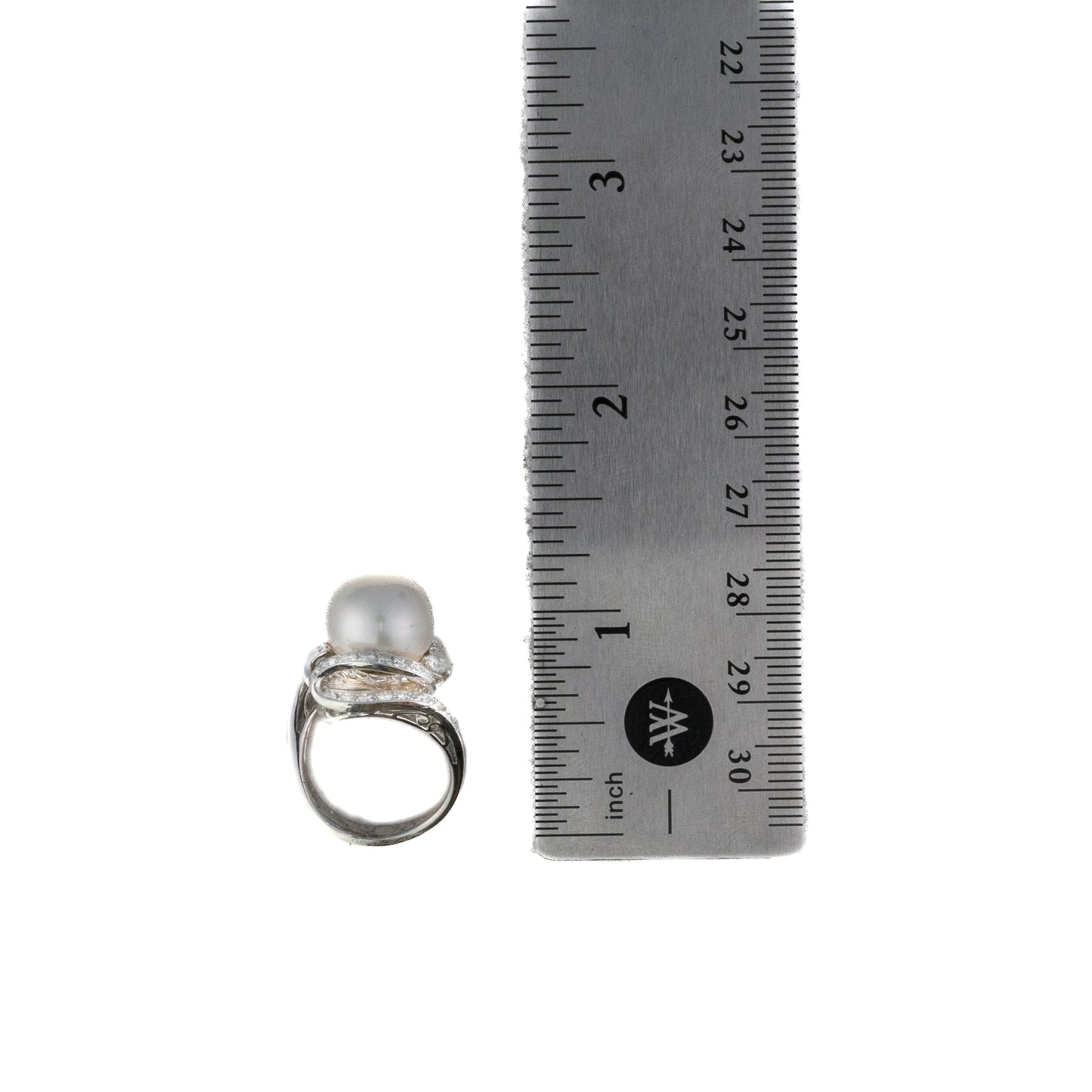 Diamond Swirl and Pearl Cocktail Ring