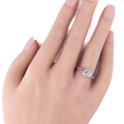Art Deco Platinum Old European Cut Diamond Ring