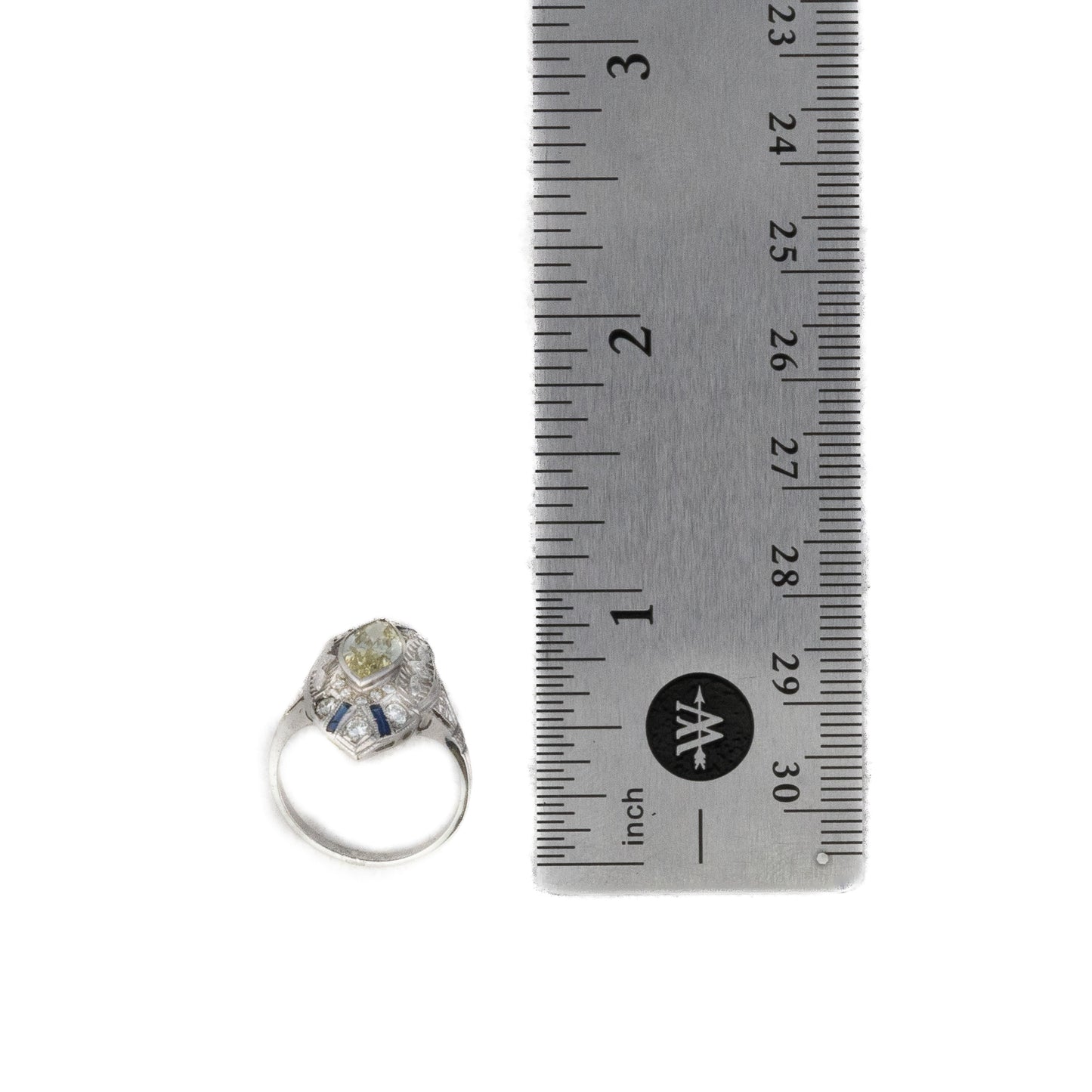 Art Deco-Style Marquise Yellow Diamond Filigree Ring