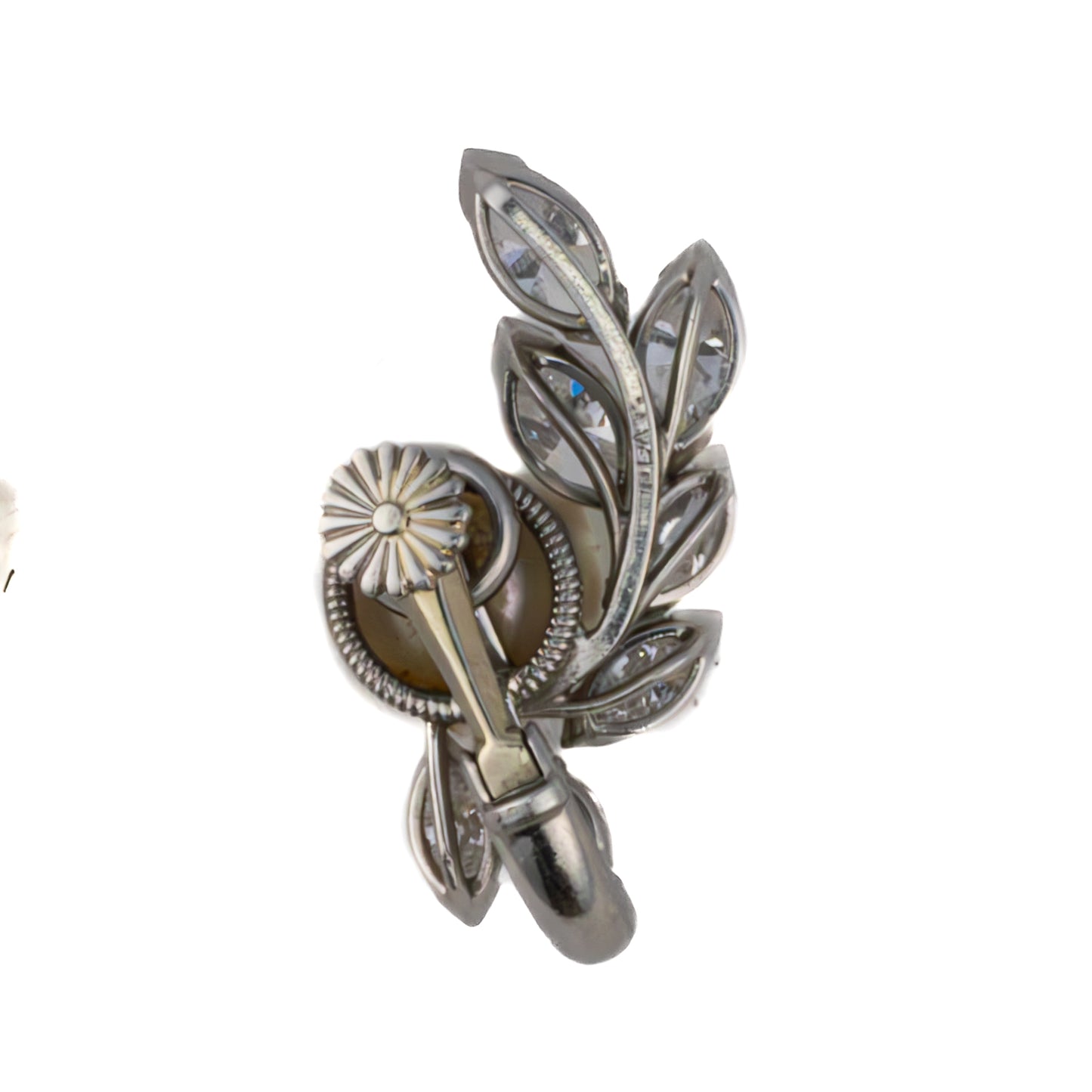 Oscar Heyman Bros Platinum Pearl & Marquise Diamond Earrings