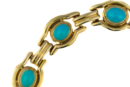 David Webb Turquoise Cabochon Link Necklace