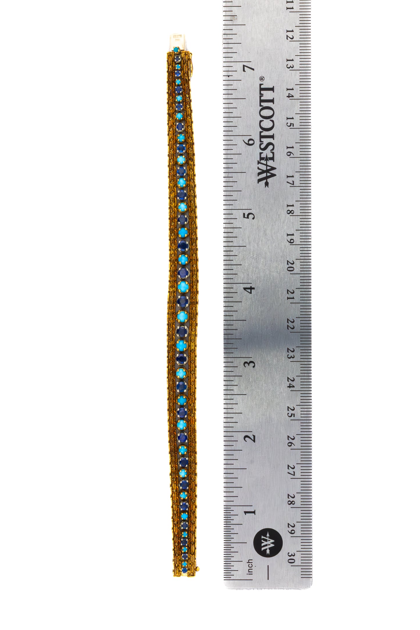 Cartier 18K Yellow Gold Sapphire and Turquoise Line Bracelet