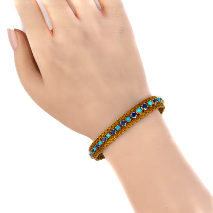 Cartier 18K Yellow Gold Sapphire and Turquoise Line Bracelet