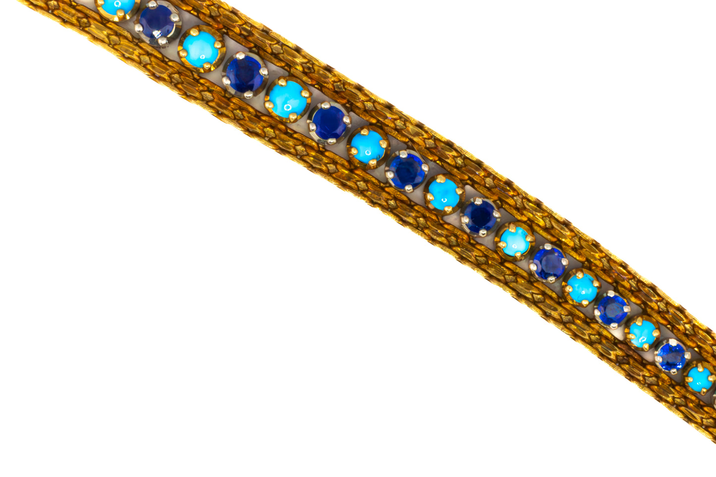 Cartier 18K Yellow Gold Sapphire and Turquoise Line Bracelet