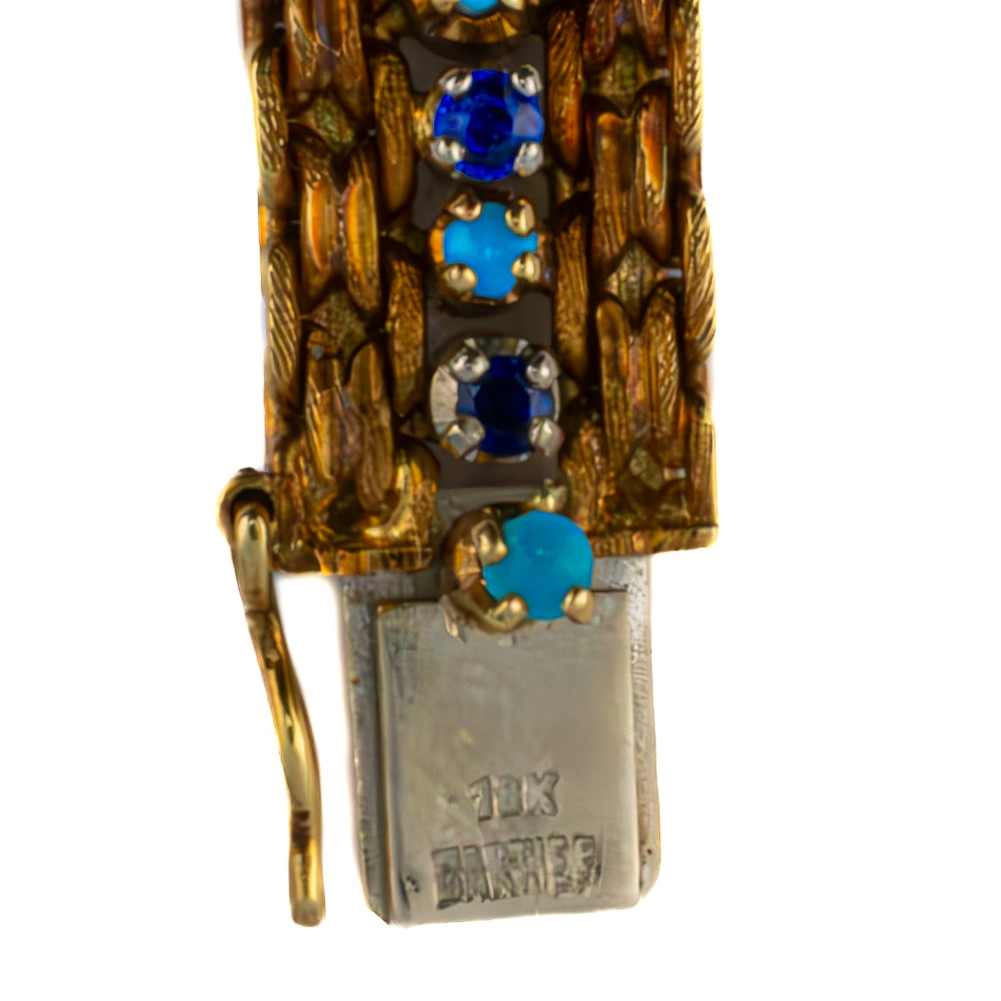 Cartier 18K Yellow Gold Sapphire and Turquoise Line Bracelet
