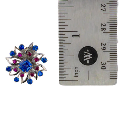 Cartier Platinum Sapphire & Ruby Floral Earrings