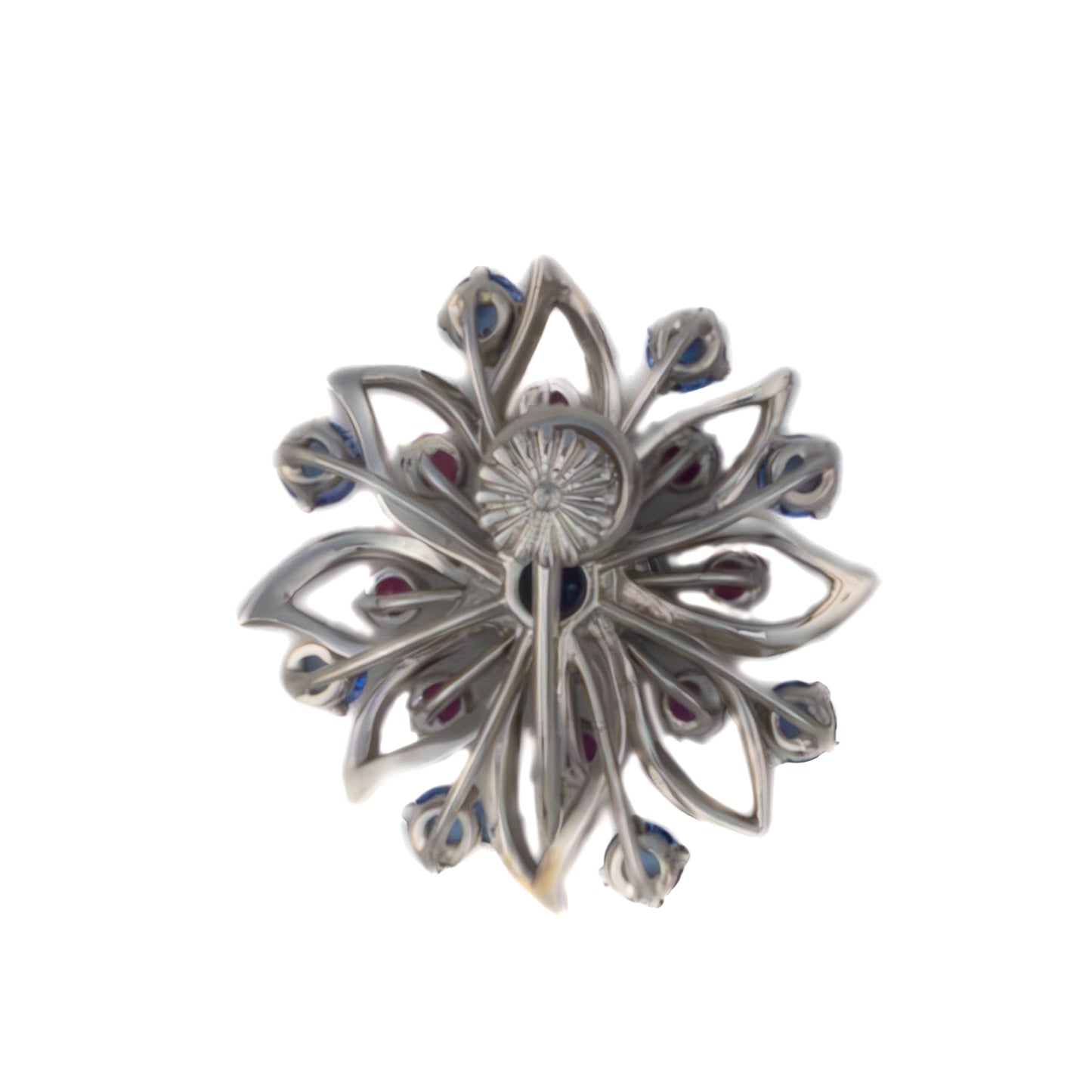 Cartier Platinum Sapphire & Ruby Floral Earrings