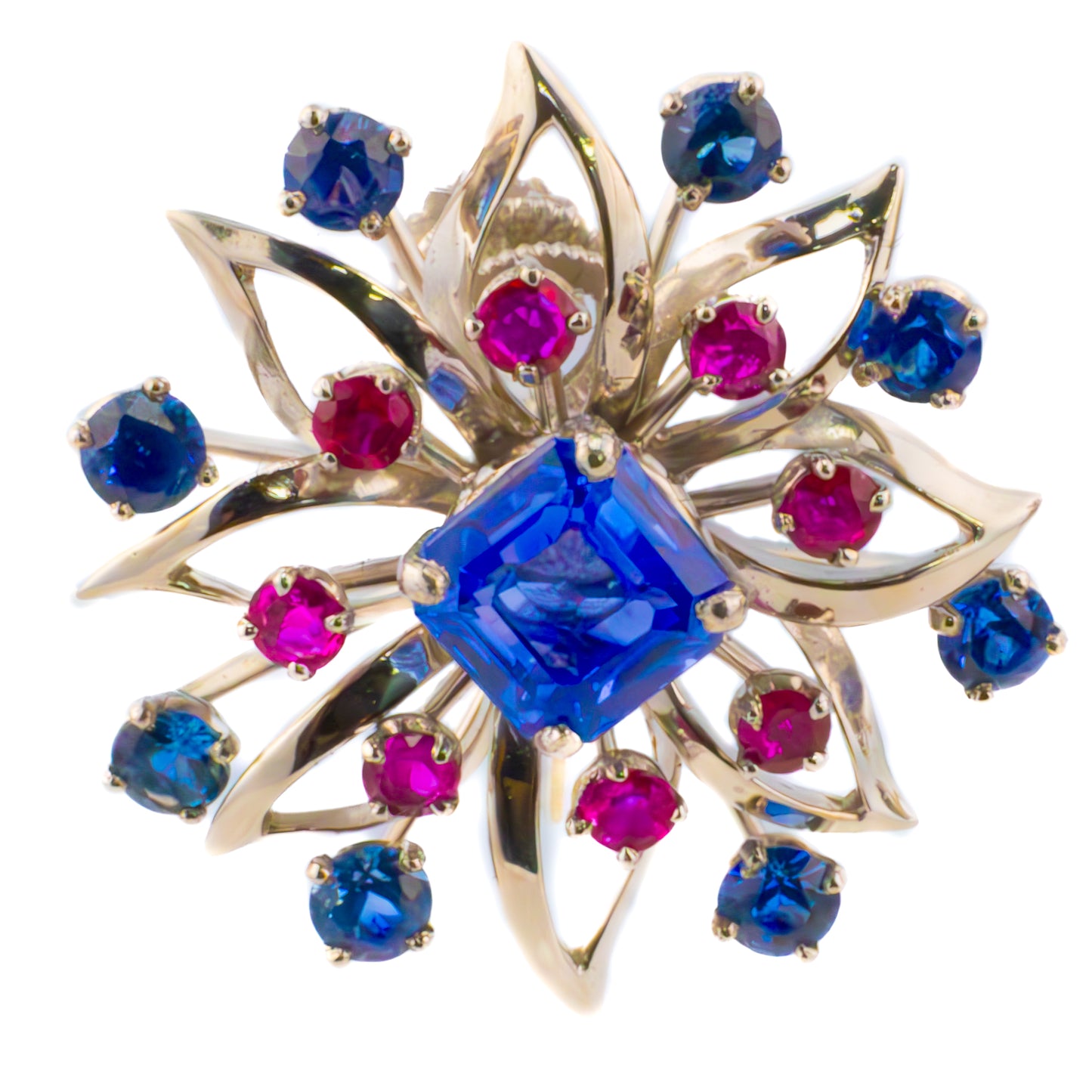 Cartier Platinum Sapphire & Ruby Floral Earrings